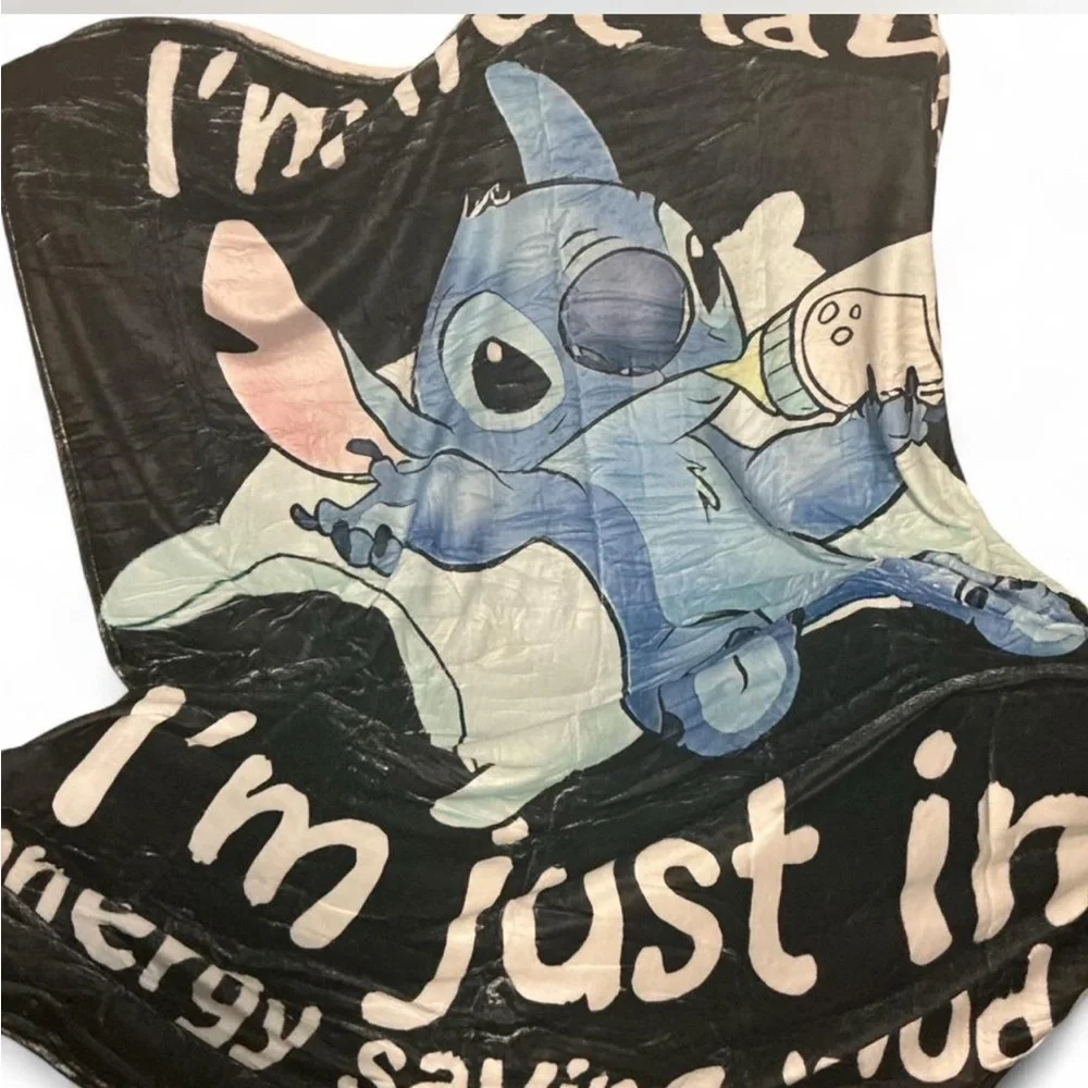 Disney Blue and Black Stitch Throw Blanket
